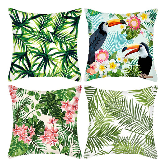 4Pcs Plant Print Cushion Cover Sofa Throw Pillowcase Pillow Covers Home Decor
