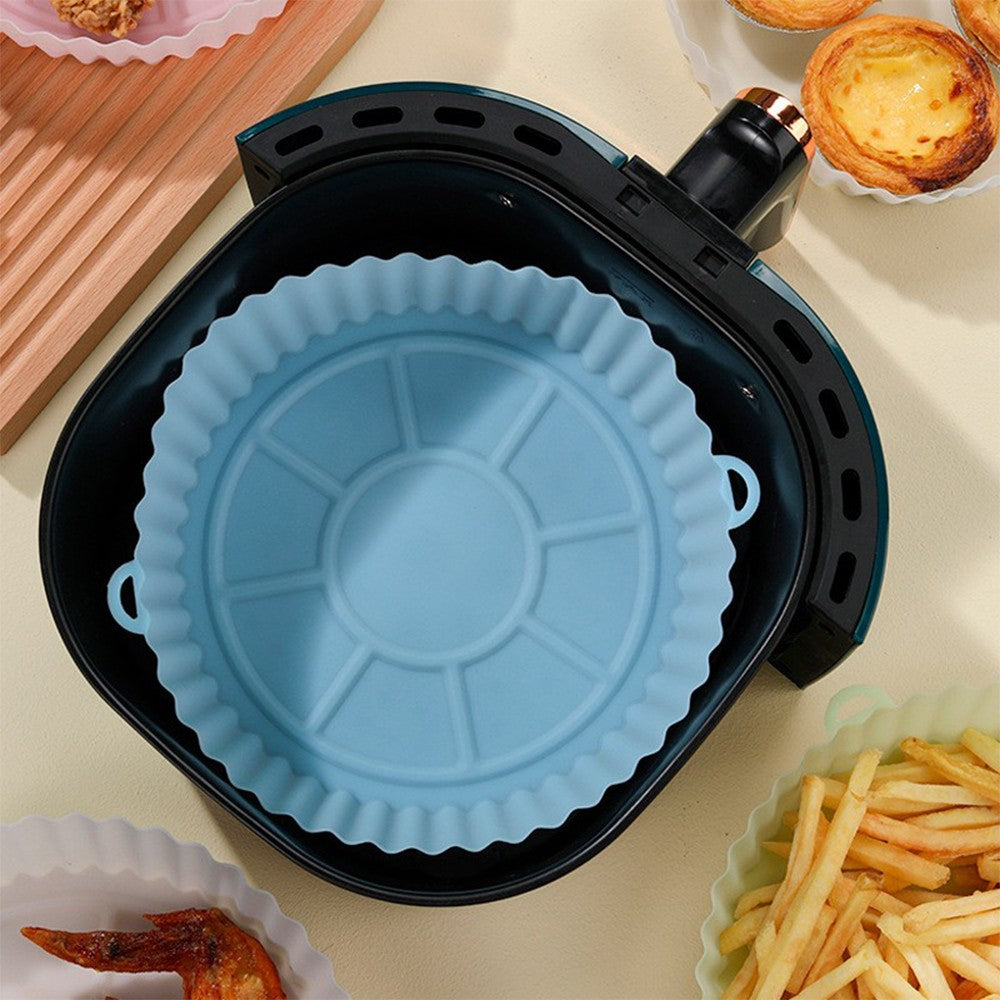 2Pcs FDA Certified Silicone Reusable Air Fryer Liner Baking Tray Mat - Blue
