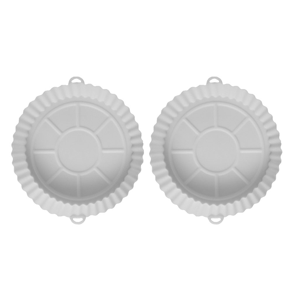 2Pcs FDA Certified Silicone Reusable Air Fryer Liner Baking Tray Mat - White