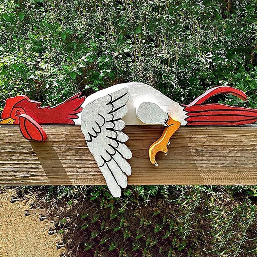 1Pc Resting Rooster Rail Pet Statue Home Garden Fence Decor
