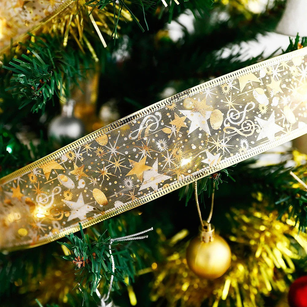 2Pcs 5 Meters Christmas Tree Ribbon LED String Light Xmas Decor - Warm Light