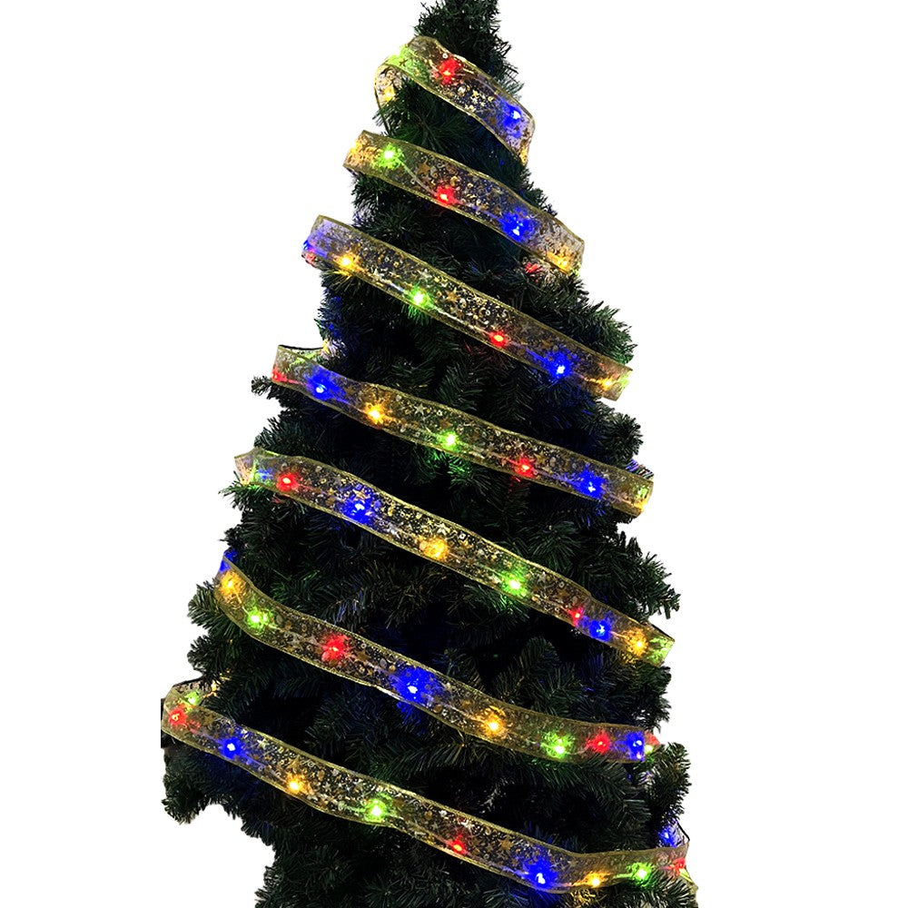 2Pcs 5 Meters Christmas Tree Ribbon LED String Light Xmas Decor-Multicolor Light