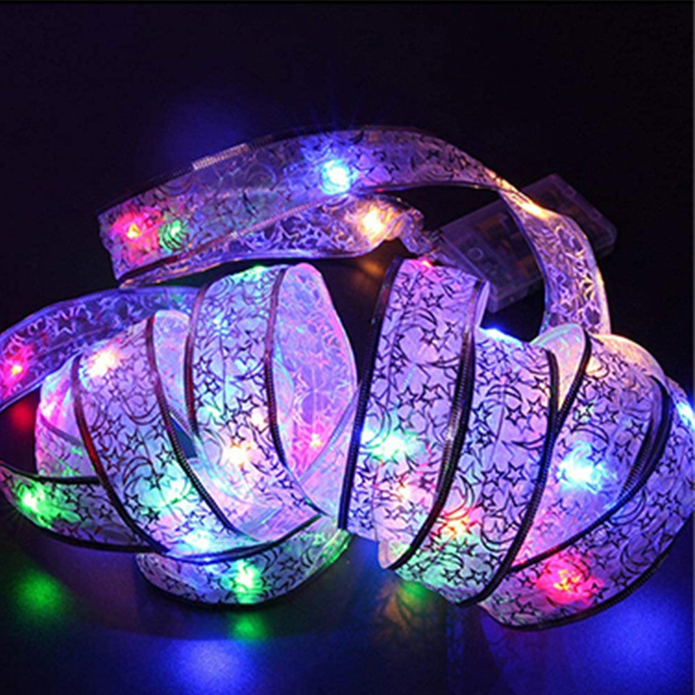 2Pcs 5 Meters Christmas Tree Ribbon LED String Light Xmas Decor-Multicolor Light