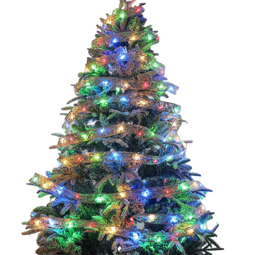 2Pcs 5 Meters Christmas Tree Ribbon LED String Light Xmas Decor-Multicolor Light