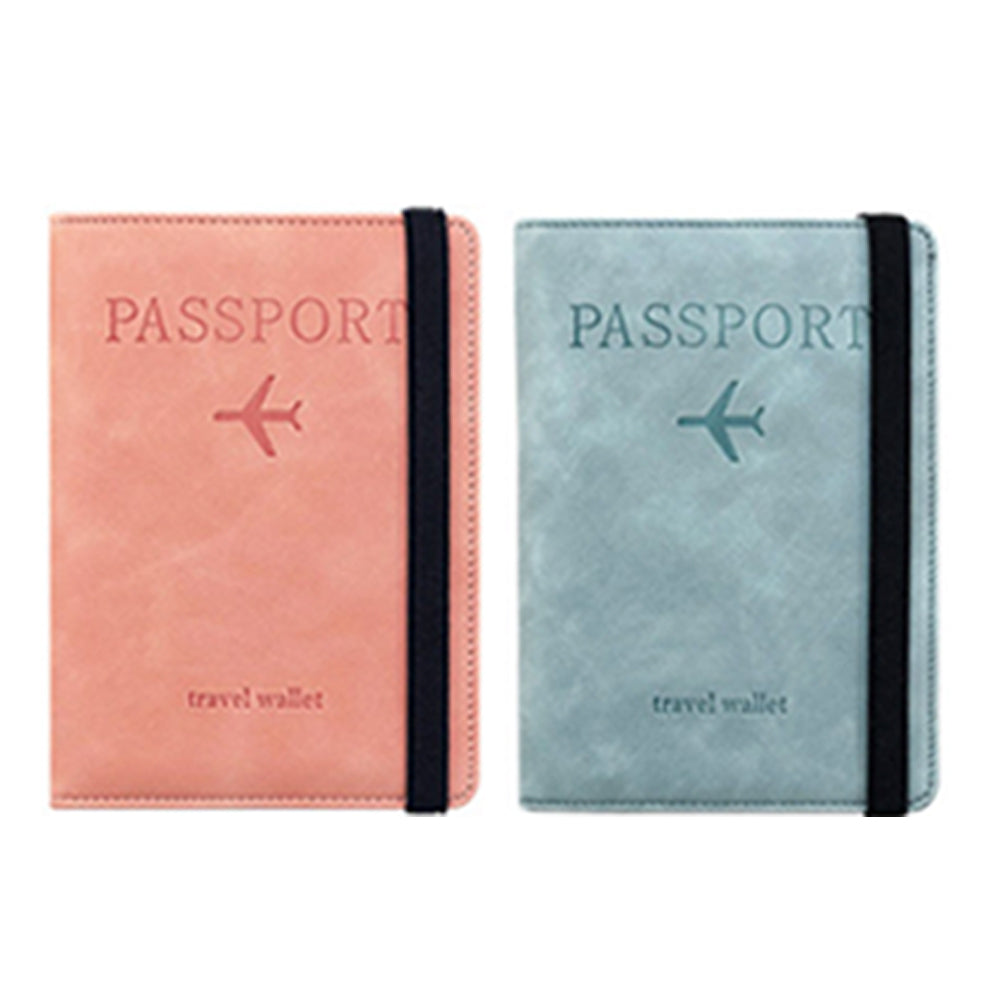 2Pcs RFID Blocking Passport Holder Passport Purse Card Wallet - Pink+Sky Blue