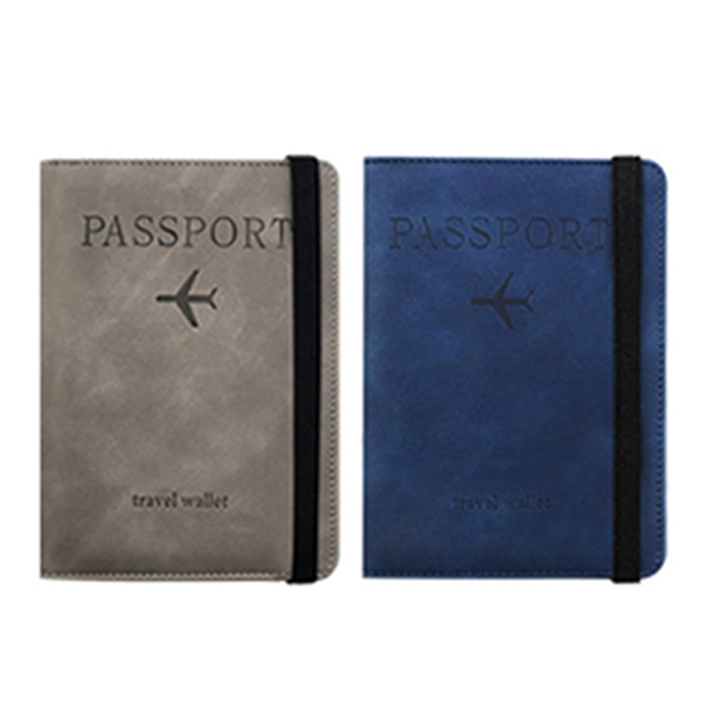 2 X RFID Blocking Travel Passport Holder Purse Card Wallet Grey Dark Blue