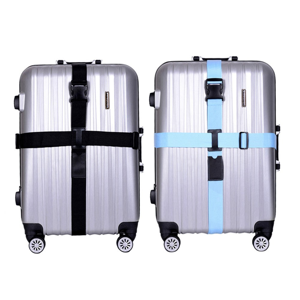 2Pcs Cross Luggage Strap Suitcase Strap Adjustable Suitcase Belt - Blue+Black