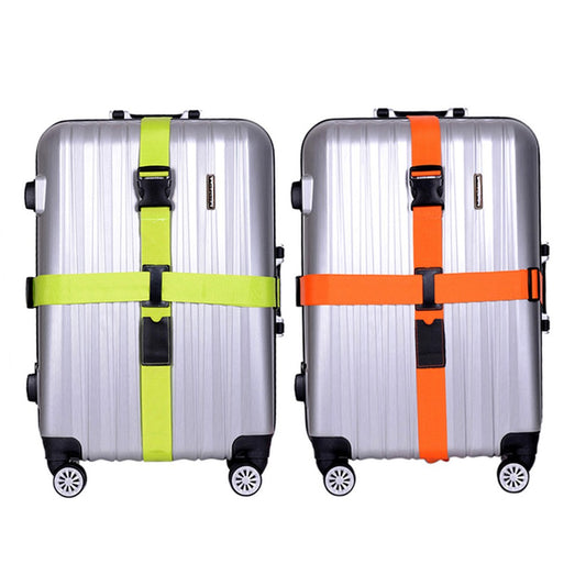 2Pcs Cross Luggage Strap Suitcase Strap Adjustable Suitcase Belt - Green+Orange