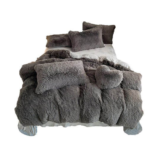 210x210cm Soft Fluffy Plush Duvet Cover Set Faux Fur Quilt Covers Set