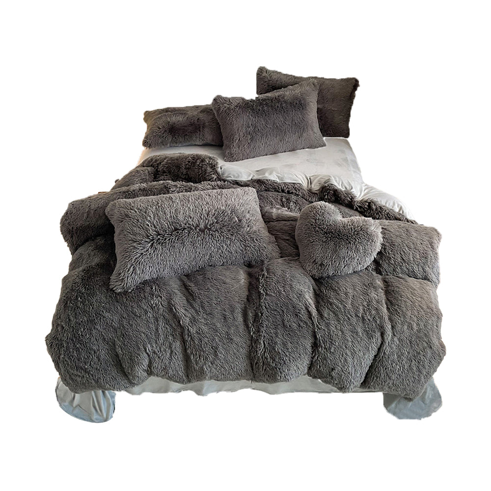 180x210cm Soft Fluffy Plush Duvet Cover Set Faux Fur Quilt Covers Set