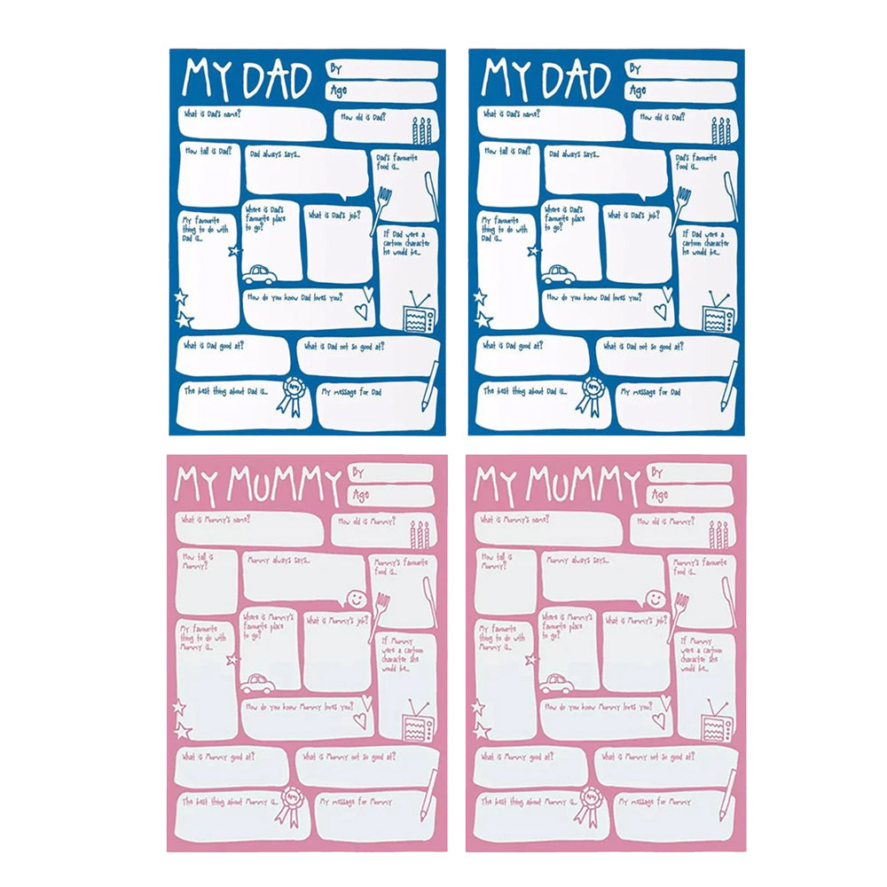 4Pcs DIY Family Questions and Answer Interview Card Greeting Card to Daddy Mommy
