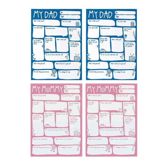4Pcs DIY Family Questions and Answer Interview Card Greeting Card to Daddy Mommy