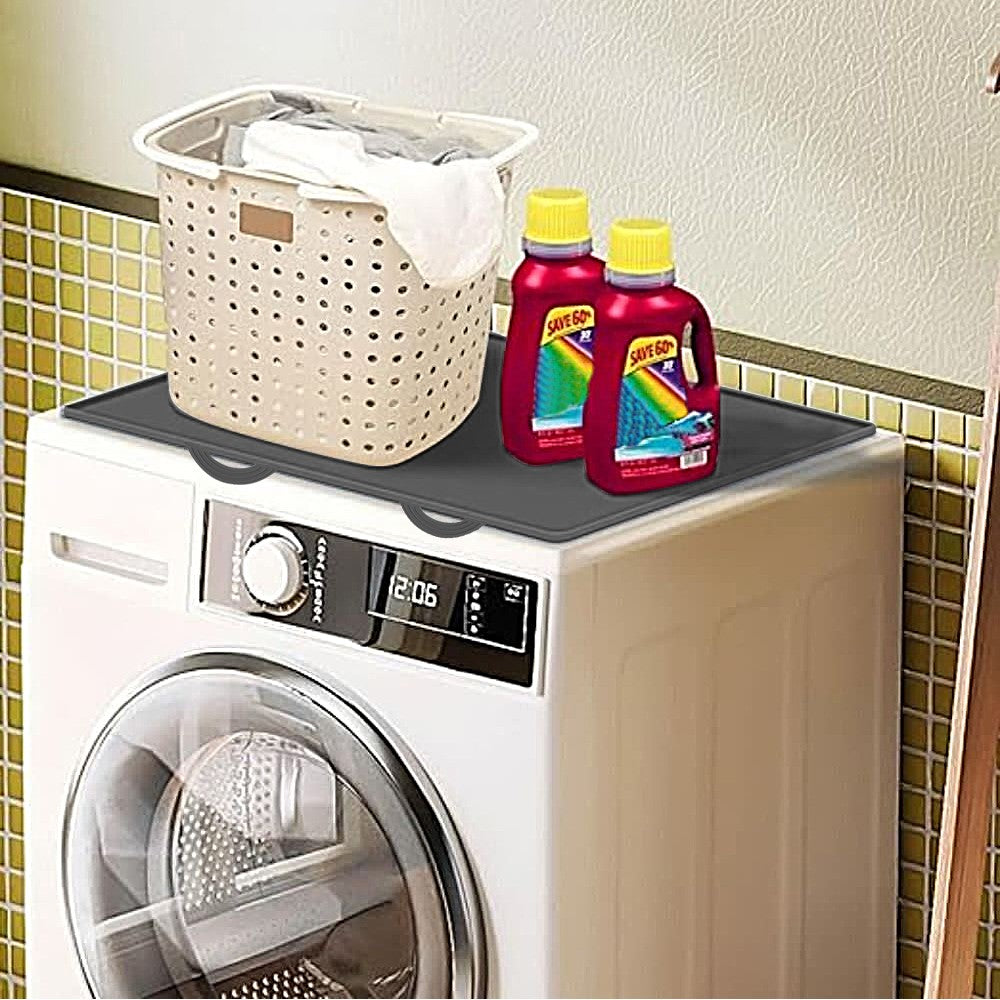 44.5x40cm Silicone Washer Dryer Top Protector Washing Machine Top Mat - Black