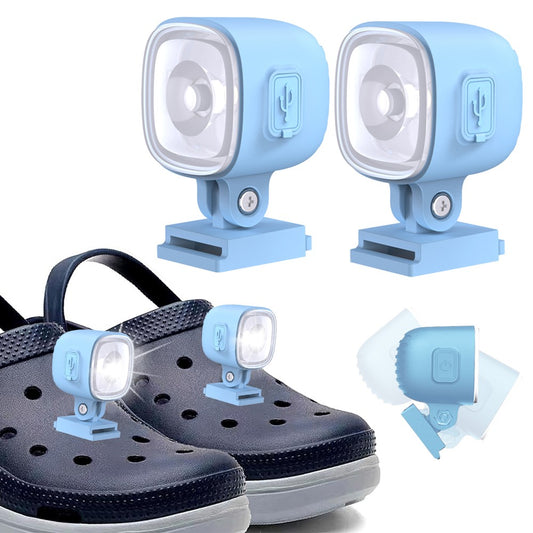 2Pcs USB Rechargeable Croc Headlights Water-resistant Shoes Lights - Blue
