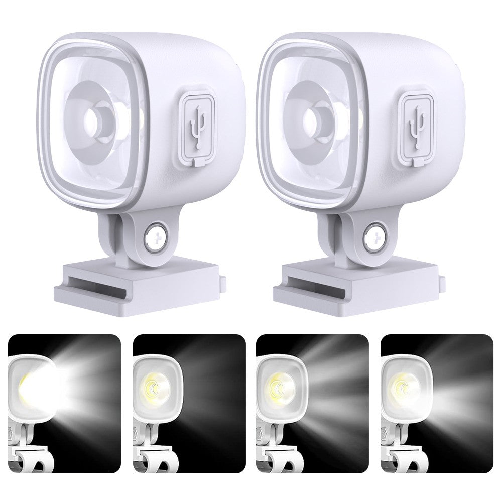 2Pcs USB Rechargeable Croc Headlights Water-resistant Shoes Lights - White