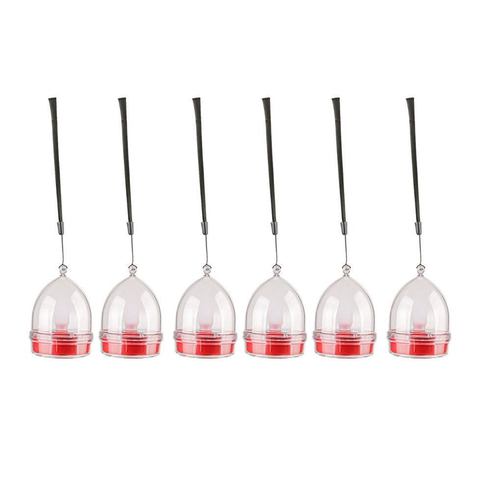 6Pcs Solar Flameless Candle Lights Garden Hanging Decorative LED Lights - Red