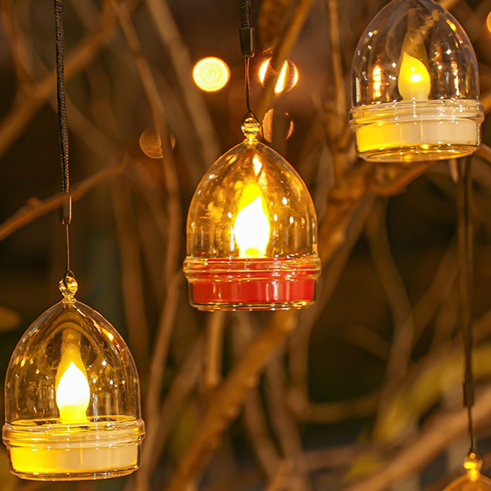 6Pcs Solar Flameless Candle Lights Garden Hanging Decorative LED Lights - White