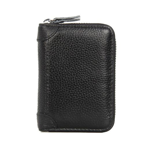 20 Card Slots RFID Blocking Genuine Leather Card Holder Wallet Purse - Black