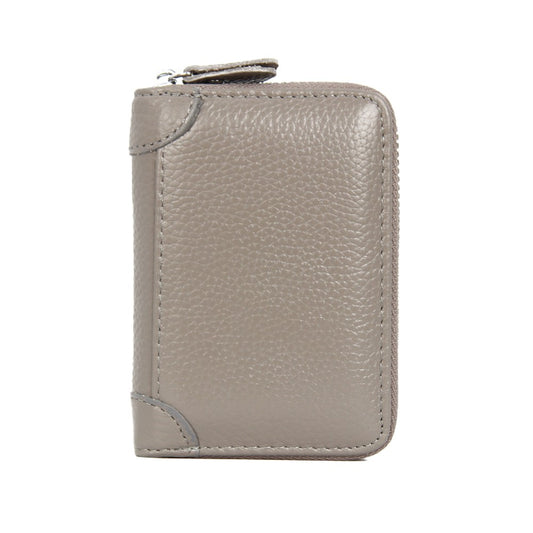 20 Card Slots RFID Blocking Genuine Leather Card Holder Wallet Purse - Grey
