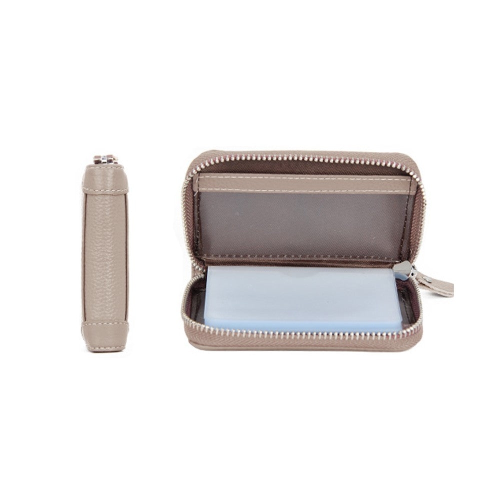 20 Card Slots RFID Blocking Genuine Leather Card Holder Wallet Purse - Grey