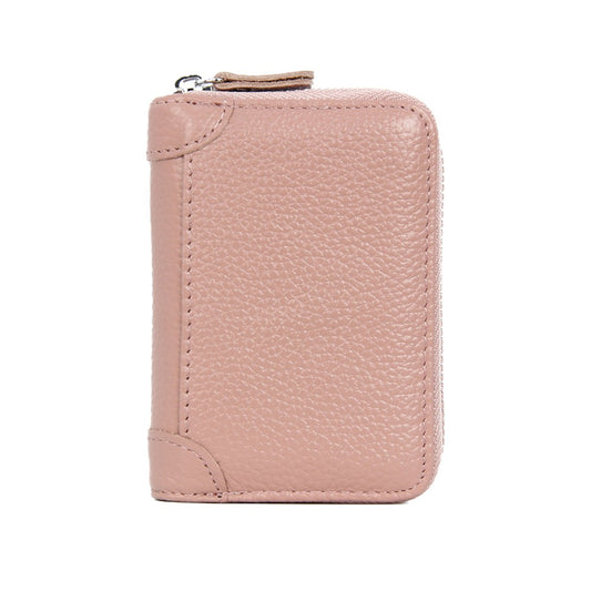 20 Card Slots RFID Blocking Genuine Leather Card Holder Wallet Purse - Pink
