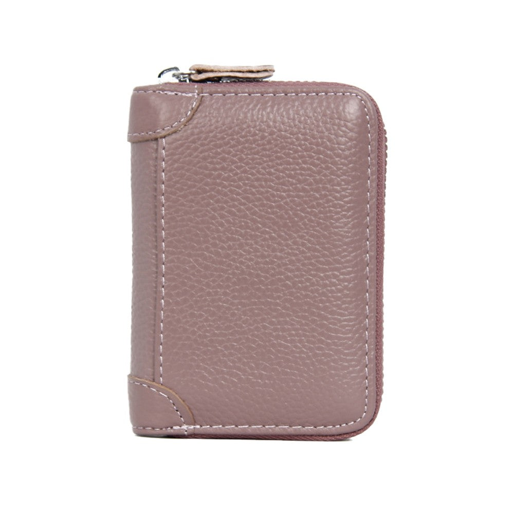 20 Card Slots RFID Blocking Genuine Leather Card Holder Wallet Purse - Purple