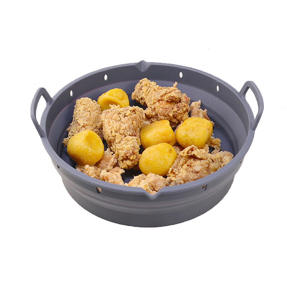 Reusable Air Fryer Silicone Liner and Divider Set with Silicone Gloves - Grey