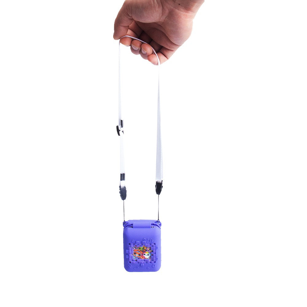 2Pcs Silicone Case for Bitzee Interactive Digital Pet with Lanyard - Blue+Purple
