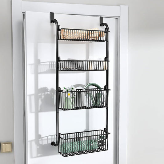 4-Tier Over the Door Hanging Storage Rack Pantry Organizer Kitchen Storage Rack