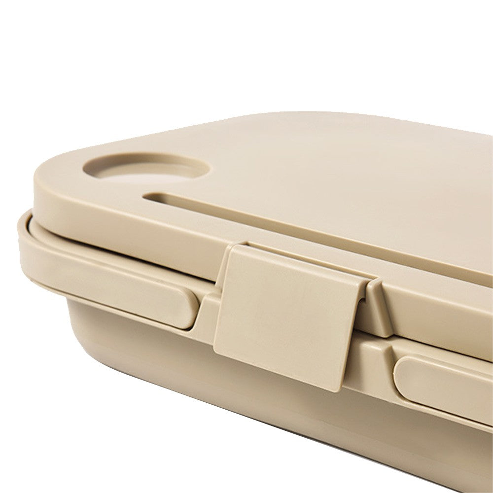 Collapsible Picnic Basket with Lid for Outdoor Camping - Beige