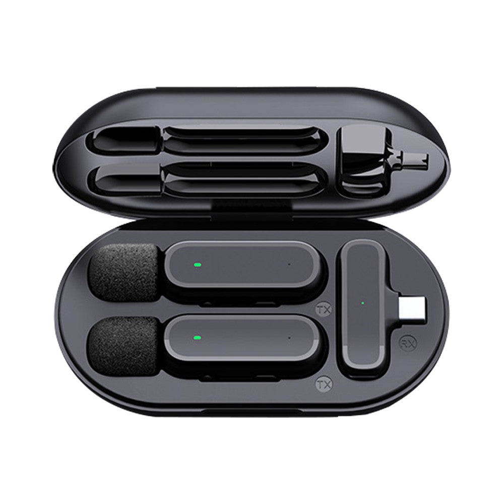 2-Piece Wireless Lavalier Microphones with iPhone Adapter for Android iPhone