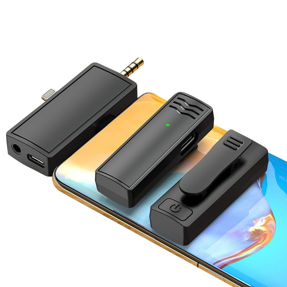 2-Piece Wireless Lavalier Microphones Set with 3-in-1 Receiver - Style 1