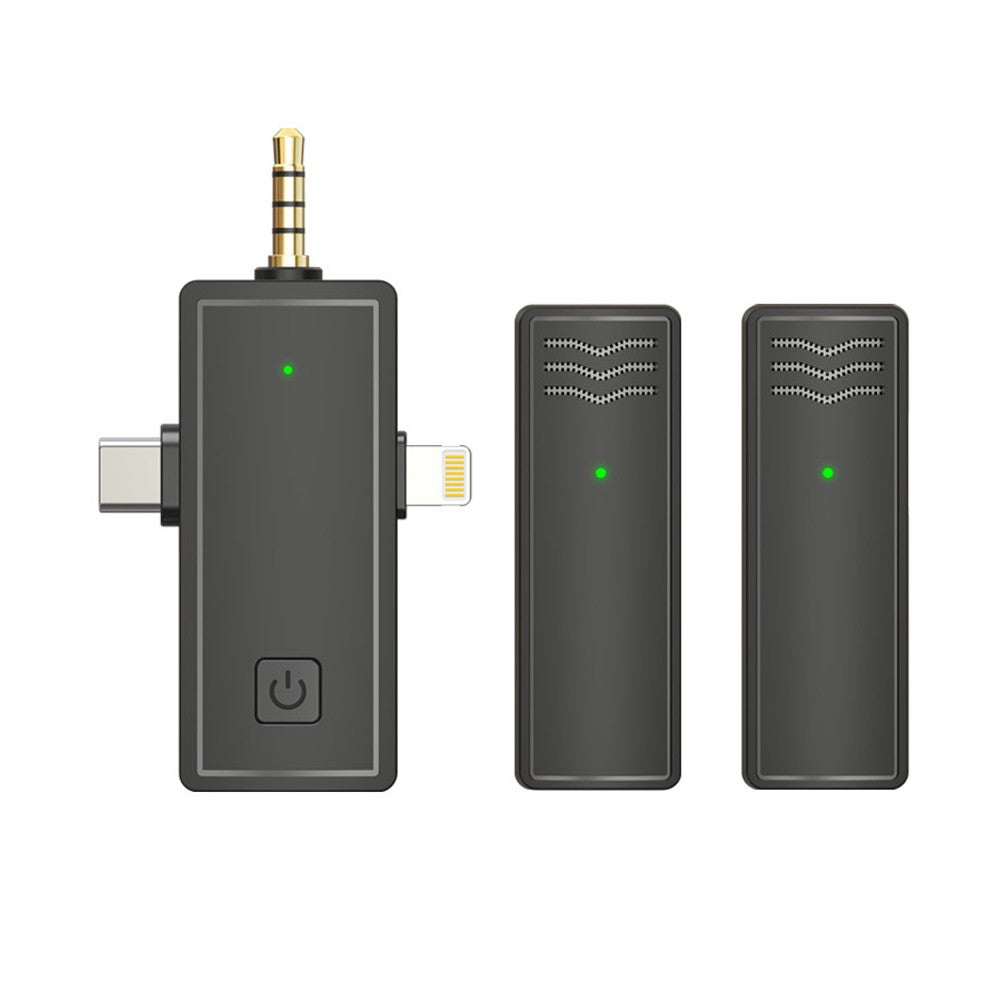 2-Piece Wireless Lavalier Microphones Set with 3-in-1 Receiver - Style 1