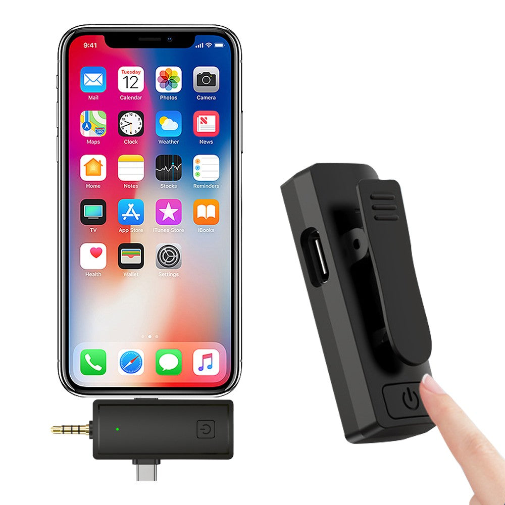 2-Piece Wireless Lavalier Microphones Set with 3-in-1 Receiver - Style 1