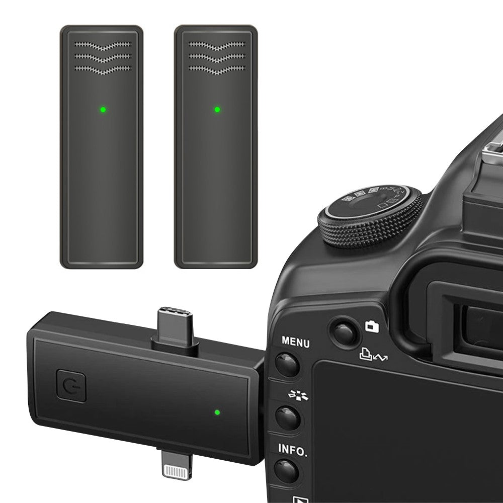 2-Piece Wireless Lavalier Microphones Set with 3-in-1 Receiver - Style 1