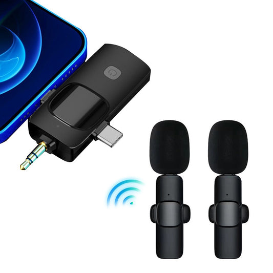 2-Piece Wireless Lavalier Microphones Set with 3-in-1 Receiver - Style 2