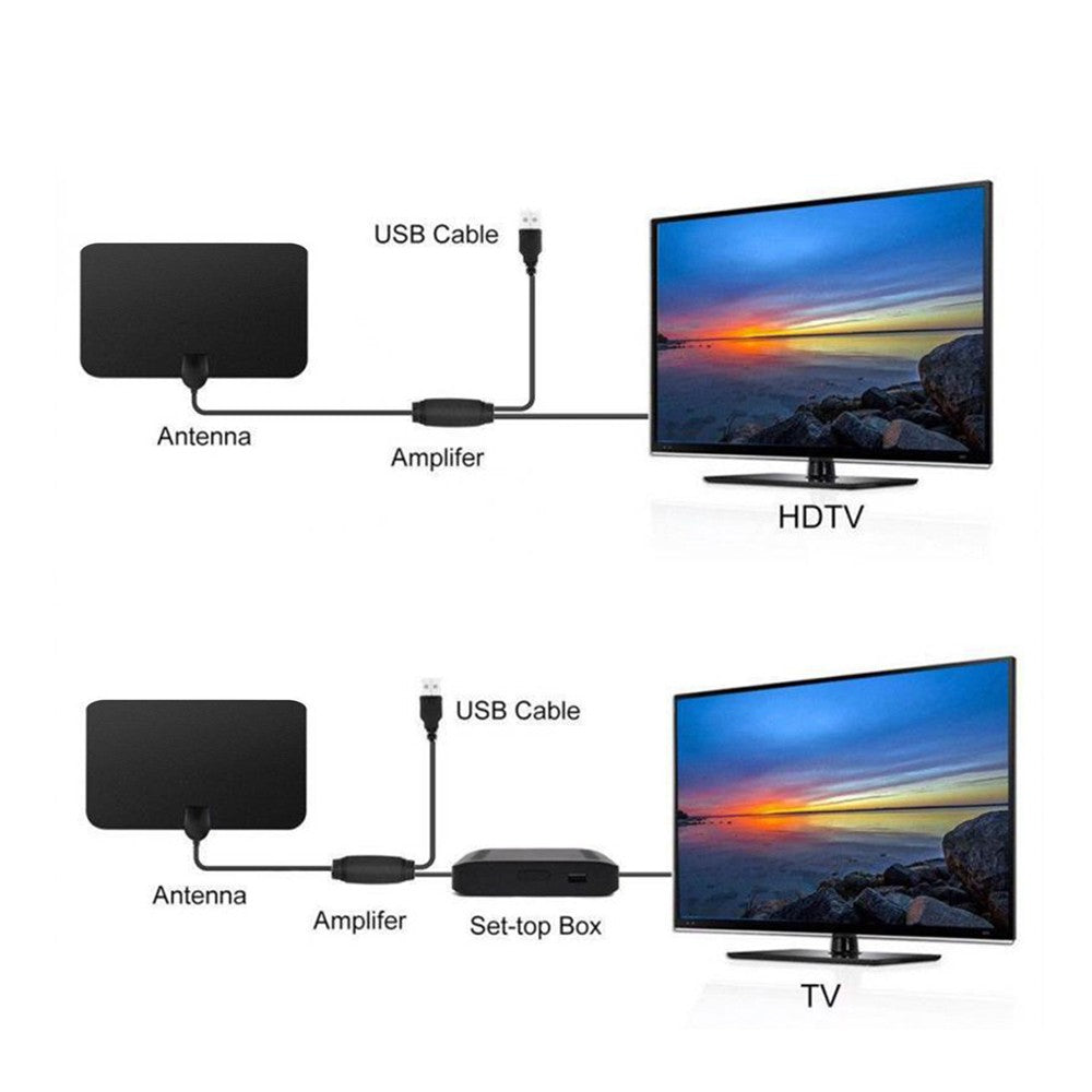 2Pcs 1080P HD Digital TV Antenna 50 Miles Range HDTV Signal Booster Amplifier