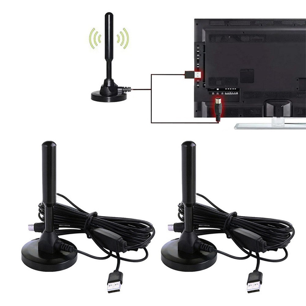 2Pcs Portable Digital TV Antenna Indoor HDTV Aerial Signal Booster Amplifier