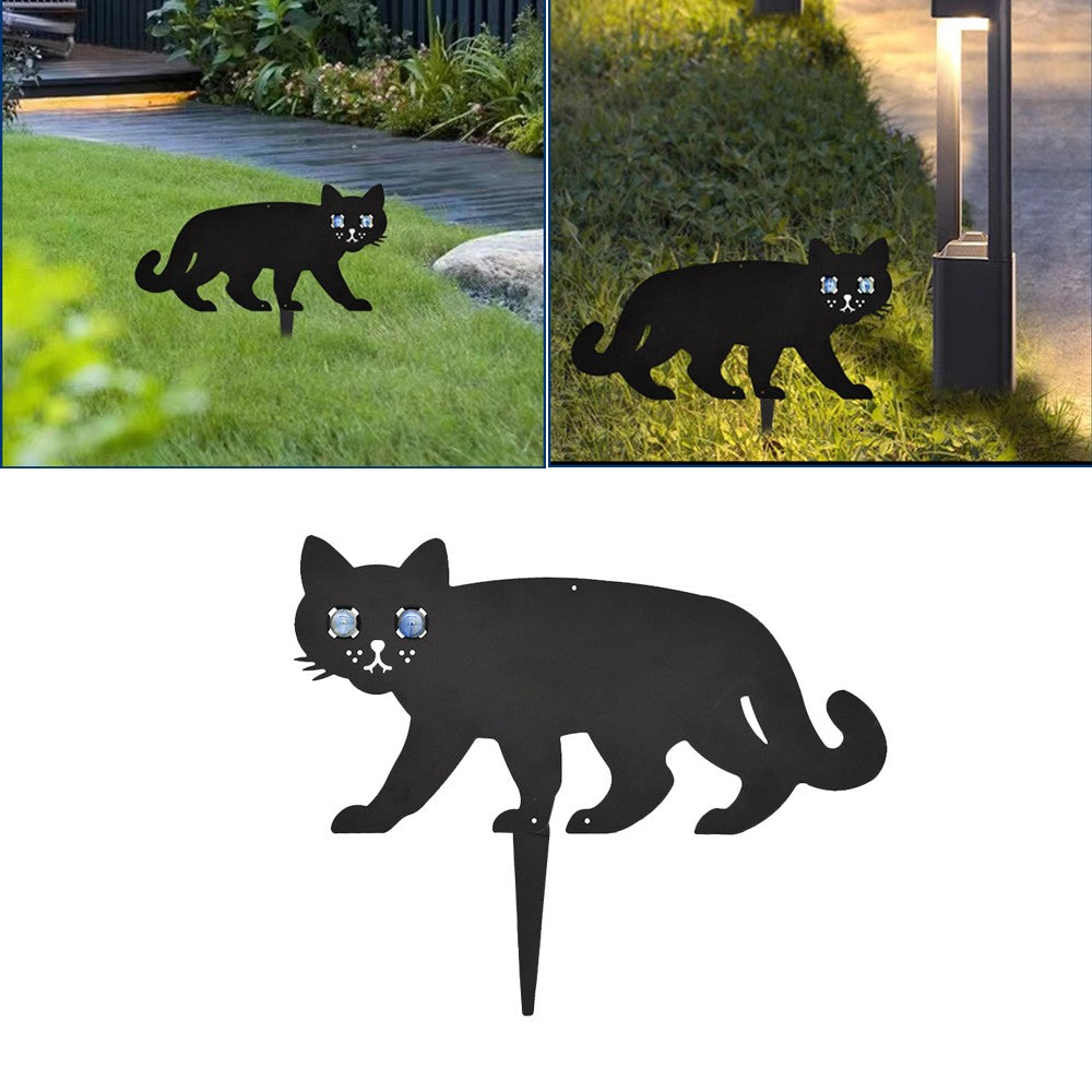 1Pc Cat Scarer Cat Deterrent Repeller Metal Black Cat Silhouette Garden Statue