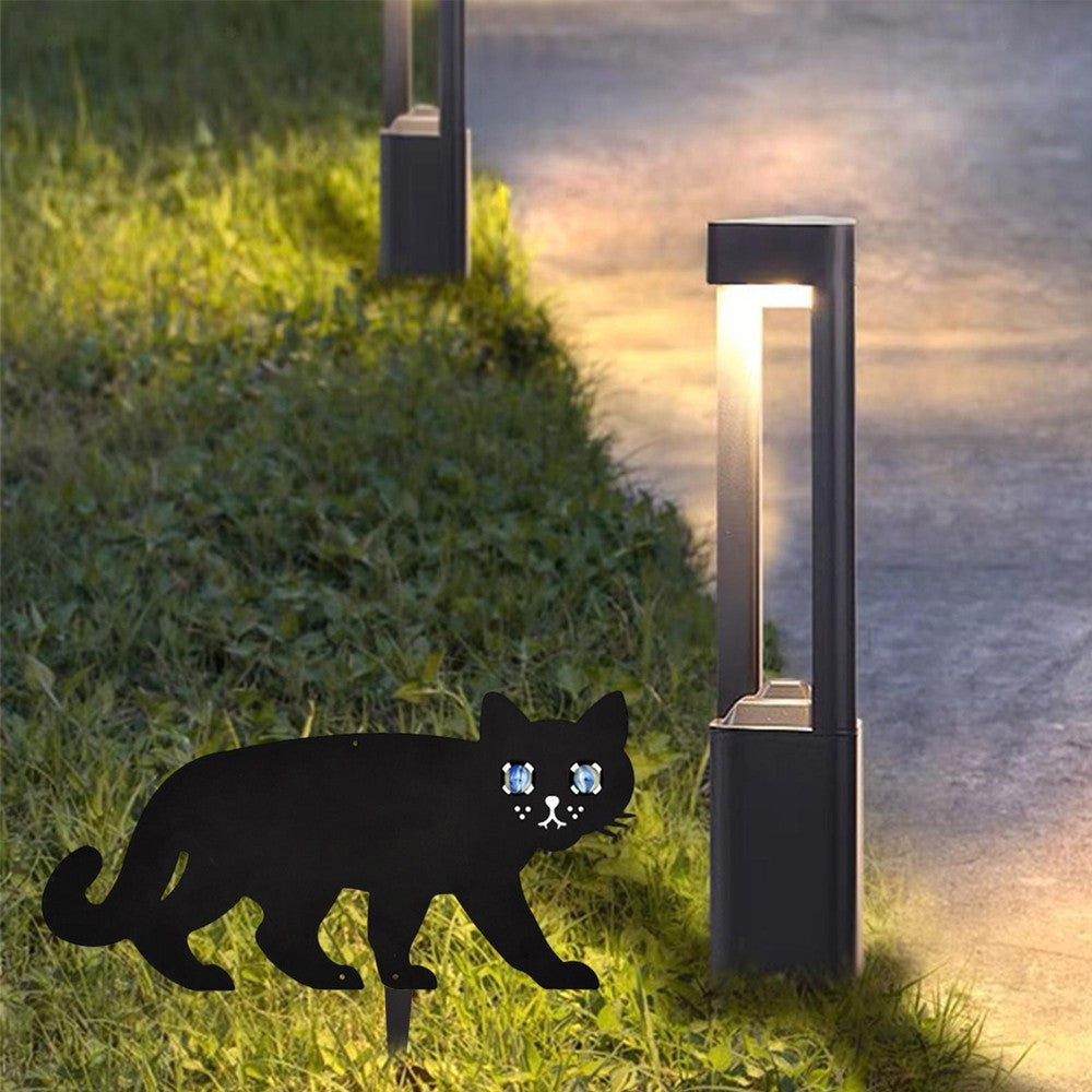 1Pc Cat Scarer Cat Deterrent Repeller Metal Black Cat Silhouette Garden Statue
