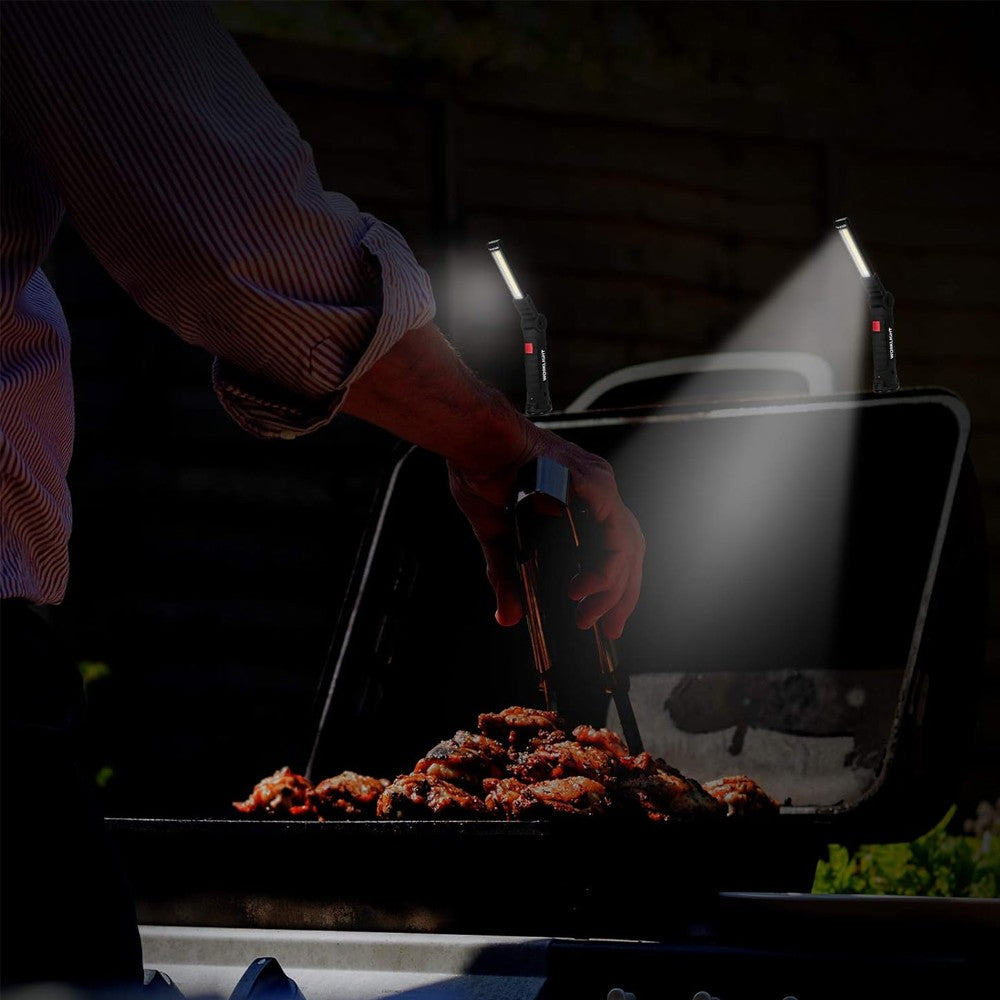 1Pc LED Work Light Grill Light USB Rechargeable Flashlight with Magnetic Base