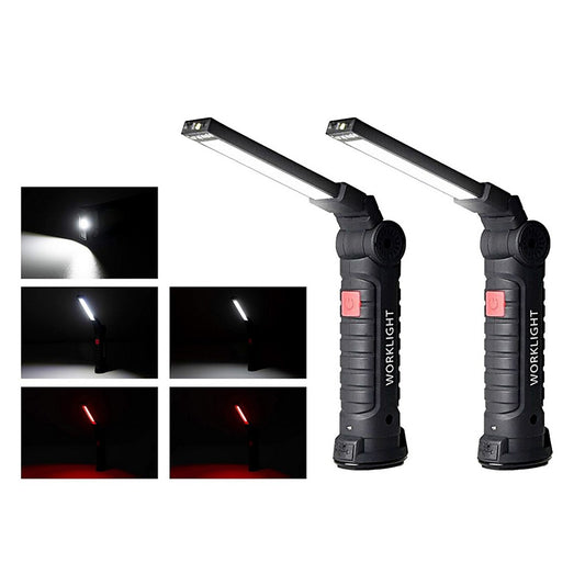 2Pcs LED Work Light Grill Light USB Rechargeable Flashlight with Magnetic Base
