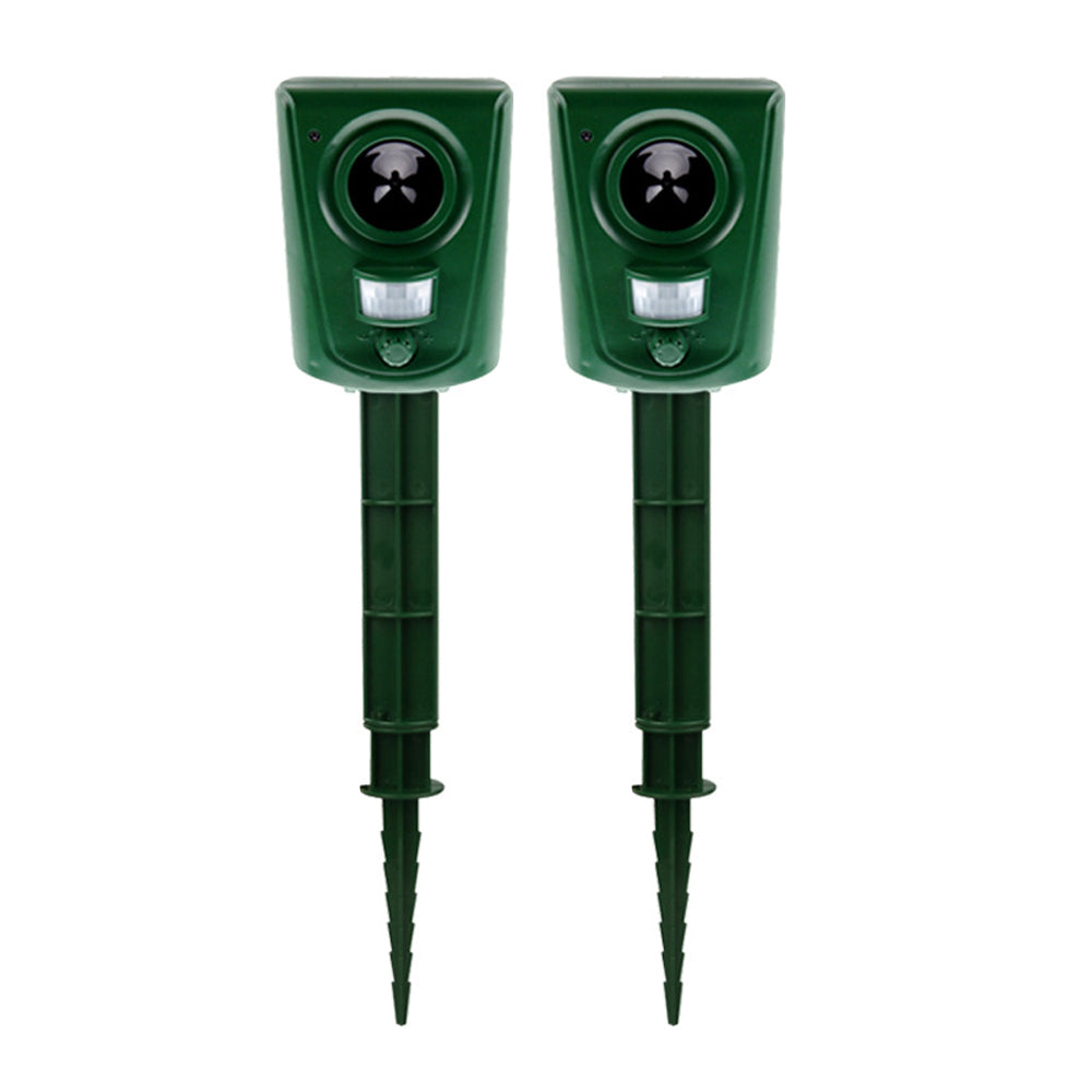 2 X Ultrasonic Animal Repeller PIR Sensor Pest Repellent Alarm Garden Animal Deterrent