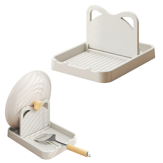 1Pc Spoon Rest with Pot Lid Holder Foldable Pot Lid Rack Kitchen Storage Rack