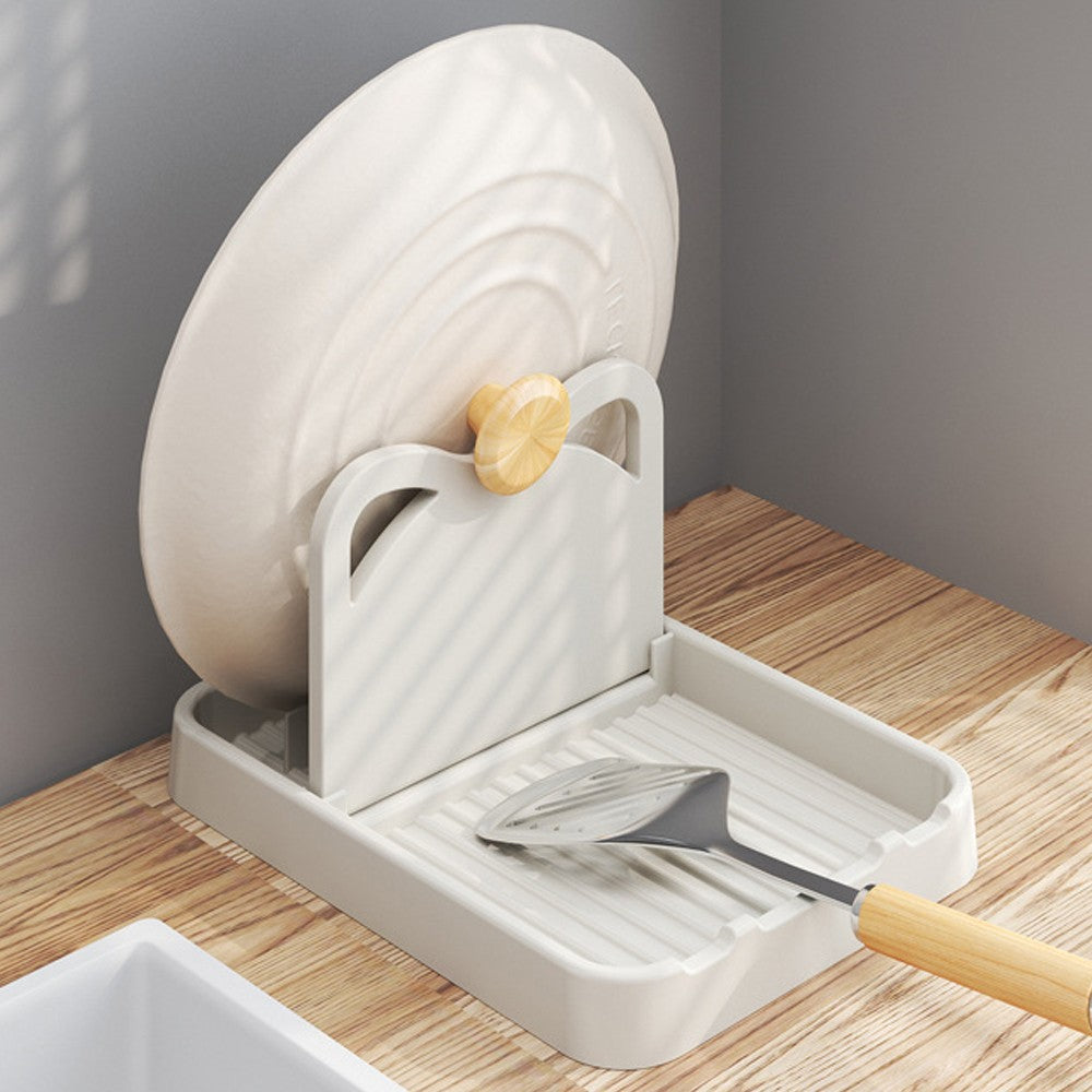 1Pc Spoon Rest with Pot Lid Holder Foldable Pot Lid Rack Kitchen Storage Rack