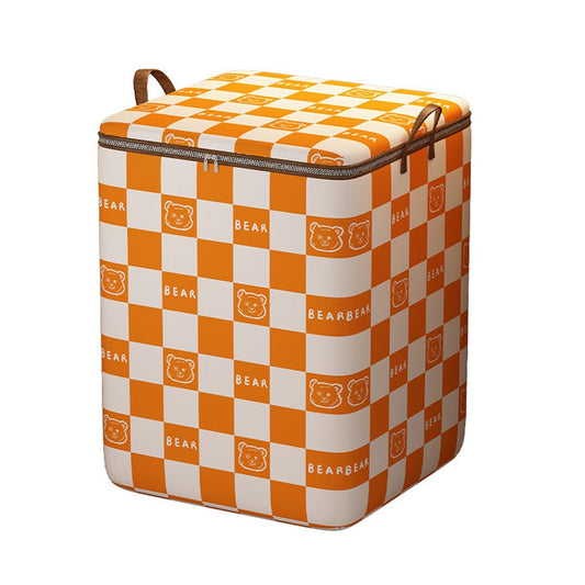 1Pc Large Capacity Storage Bin Non-Woven Fabric Quilt Storage Bag - Orange Bear