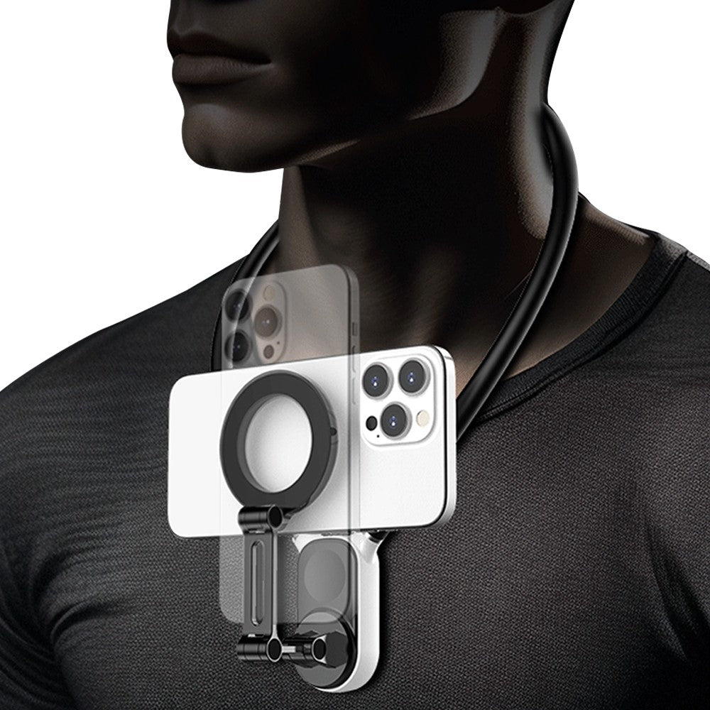 Magnetic Neck Mount Phone Holder Selfie Phone Holder for Video Recording - Black