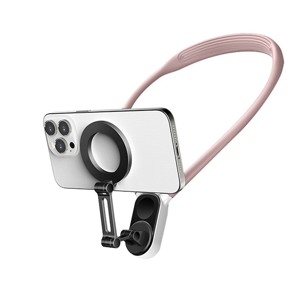 Magnetic Neck Mount Phone Holder Selfie Phone Holder for Video Recording - Pink