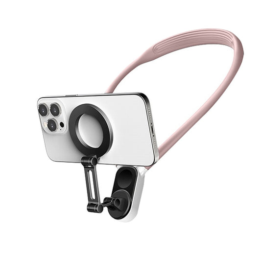 Magnetic Neck Mount Phone Holder Selfie Phone Holder for Video Recording - Pink