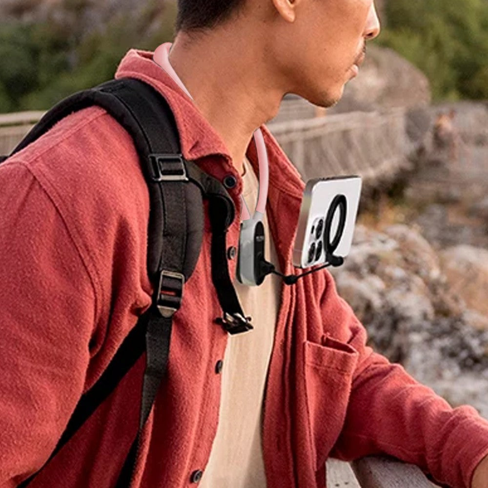 Magnetic Neck Mount Phone Holder Selfie Phone Holder for Video Recording - Pink